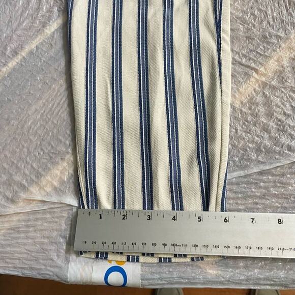 Express Pants Ankle High Rise Sz 12R Striped Paperbag Waist‎ Pockets Career - Picture 8 of 9